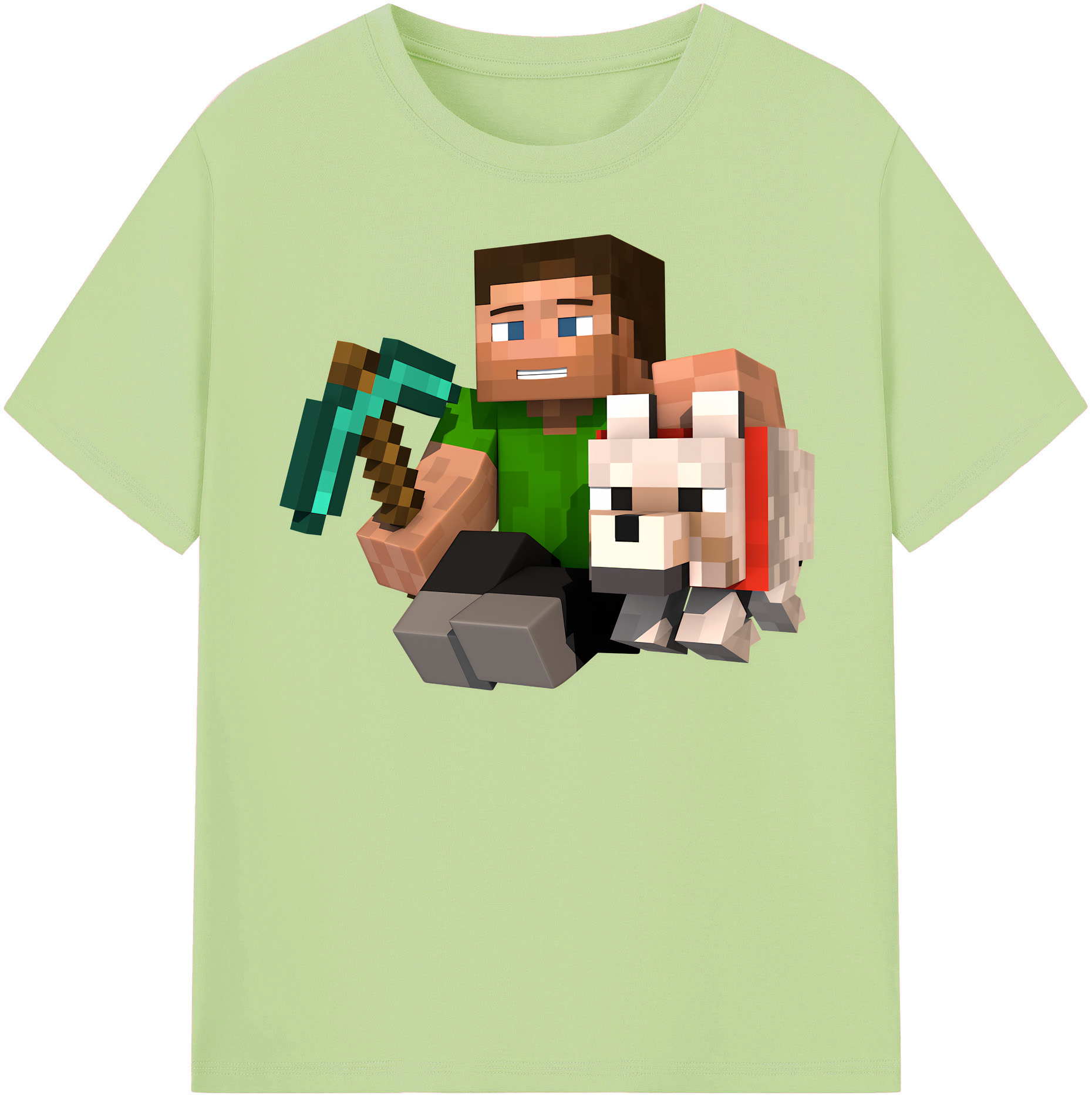 （画像用） マインクラフト ブロックの世界 Minecraft MC Block world 綿100％半袖Tシャツ（フロントプリント）